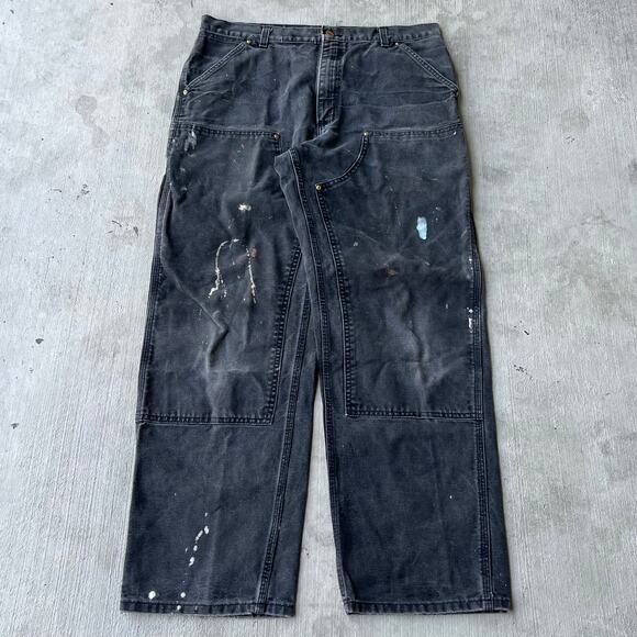 Vintage Y2K Carhartt black double knee work wear carpenter pants - Picture 1 of 10